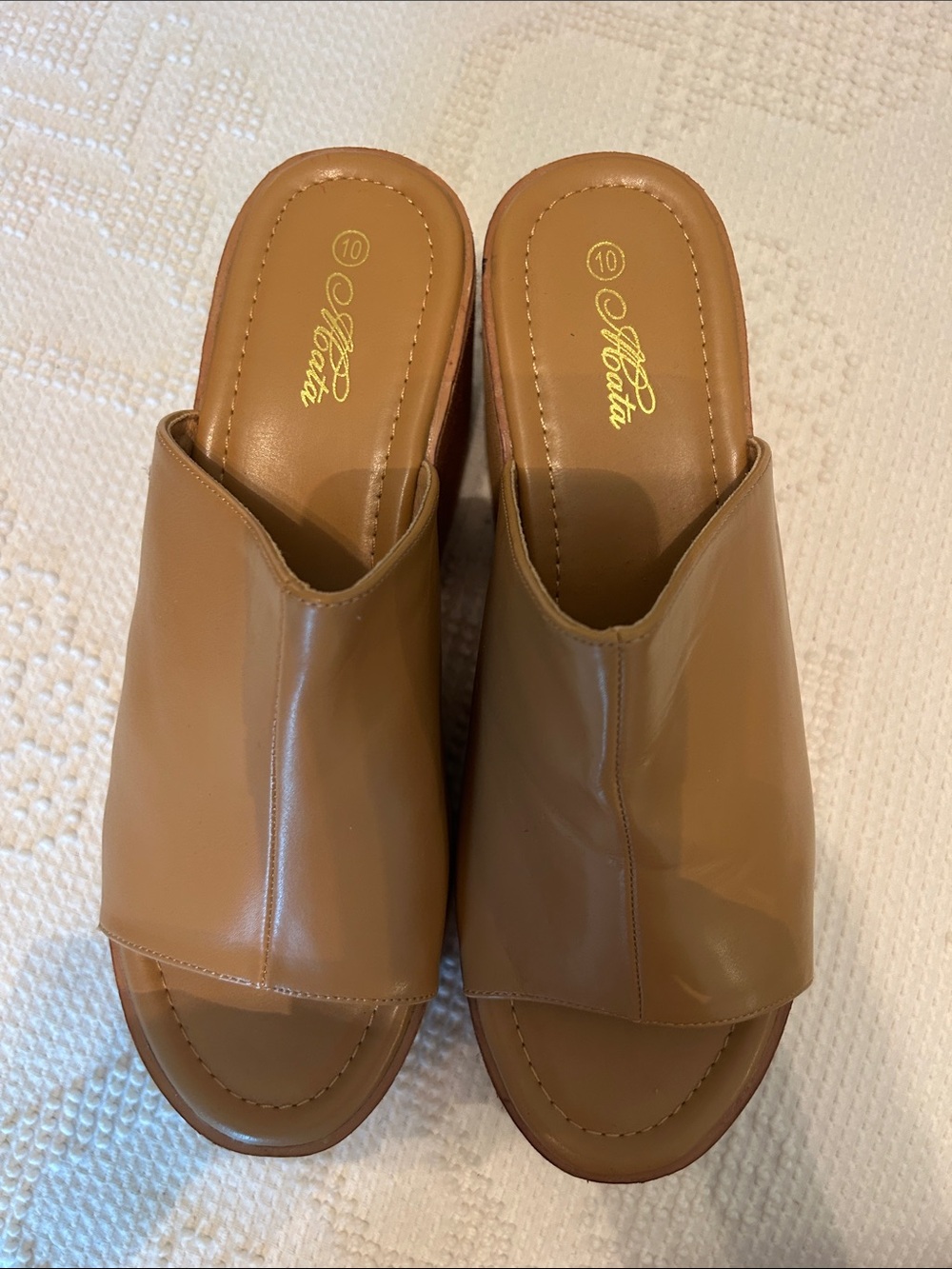 Matta Tan Leather Open-Toe Slide Mules
